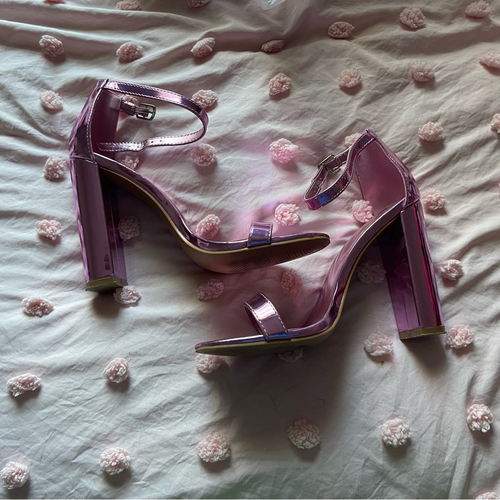 Elegant Lavender Block Heel Sandals